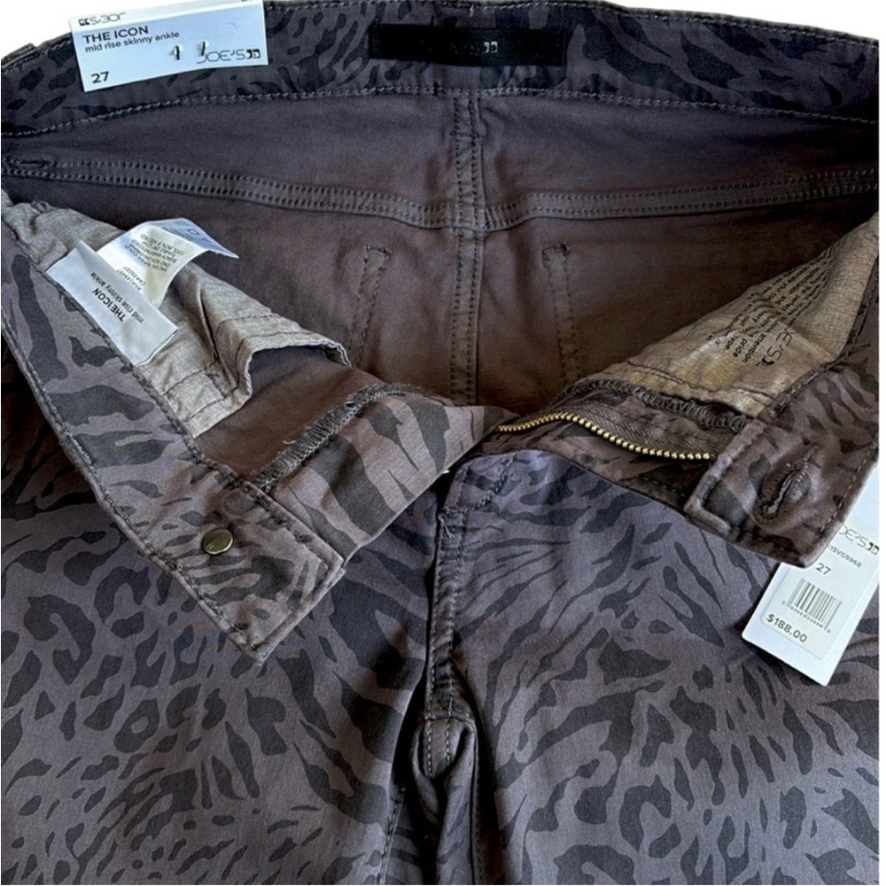 NWT Joe's Jeans Icon Mid Rise Skinny Ankle Grey Black Animal Print 27 MSRP $188 - Picture 4 of 8